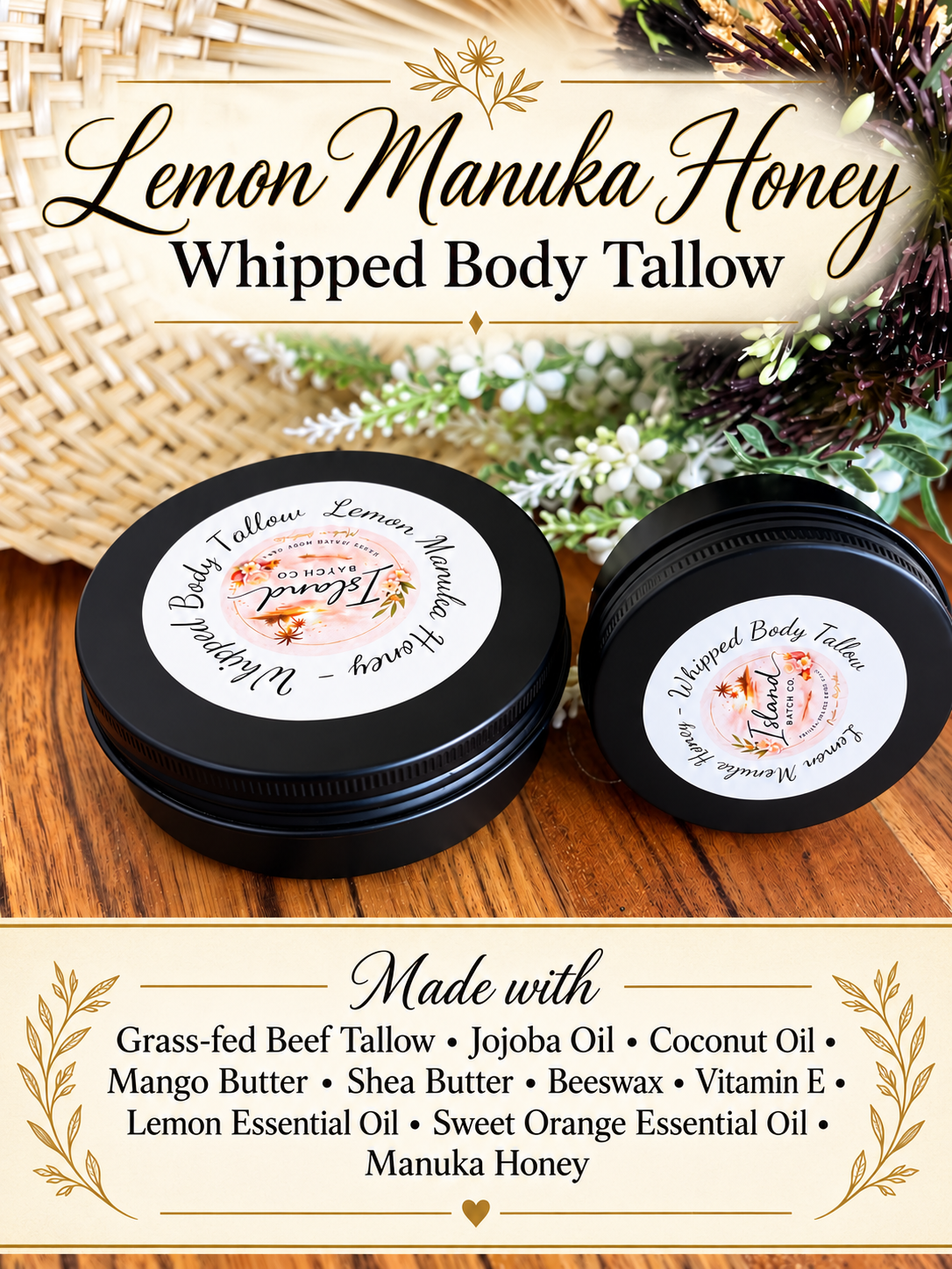 Lemon Manuka Honey Whipped Body Tallow